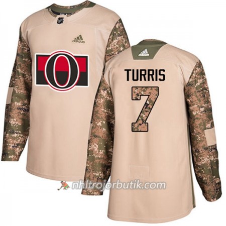 Män Ishockey Ottawa Senators Tröja Kyle Turris 7 Adidas 2017-2018 Camo Veterans Day Practice Authentic